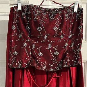 Vintage Kiki USA | 2-pc Corset & Maxi Skirt |Color:Burgundy | Size:L